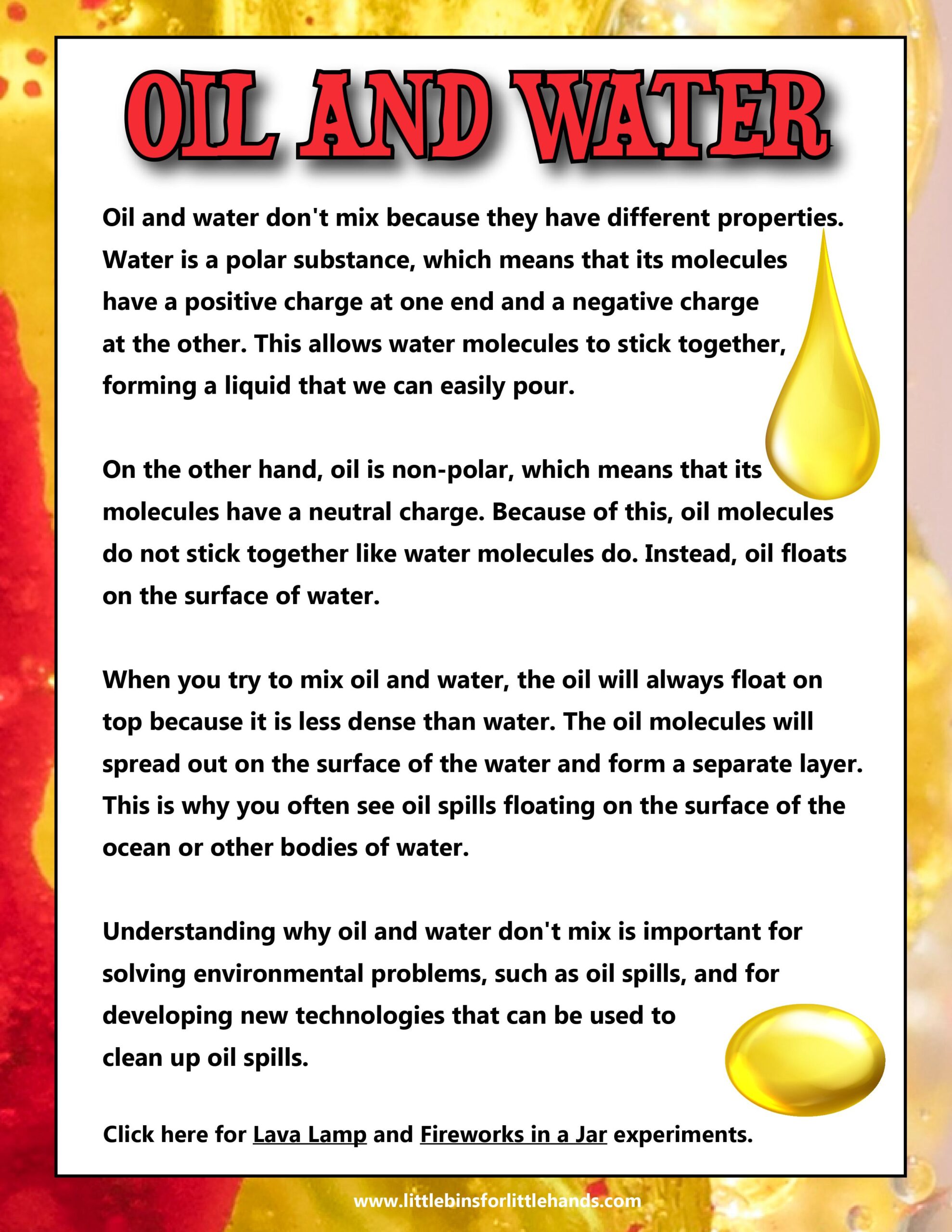 oil and water